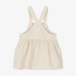 Girls Ivory Cotton Pinafore Dress