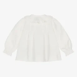 Girls Ivory Cotton Ruffle Collar Blouse