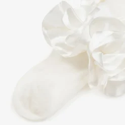 Girls Ivory Cotton Ruffle Tights