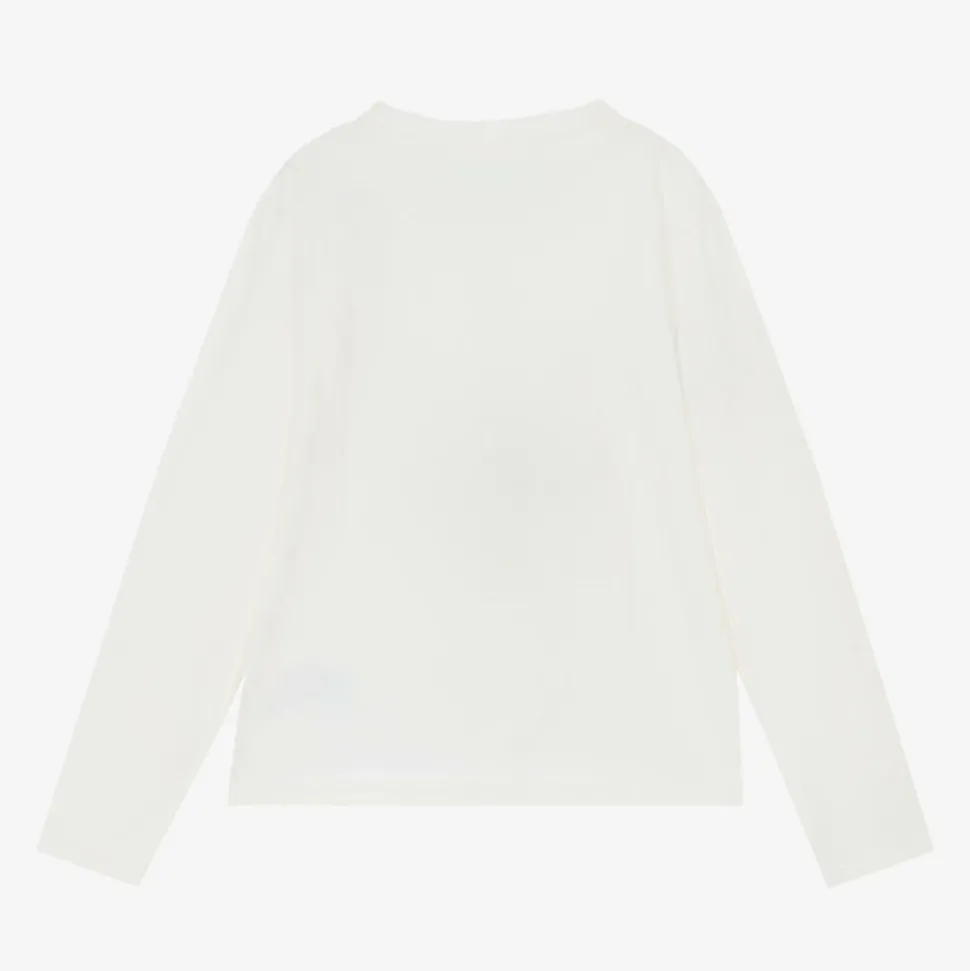 Girls Ivory Cotton Sequin Top