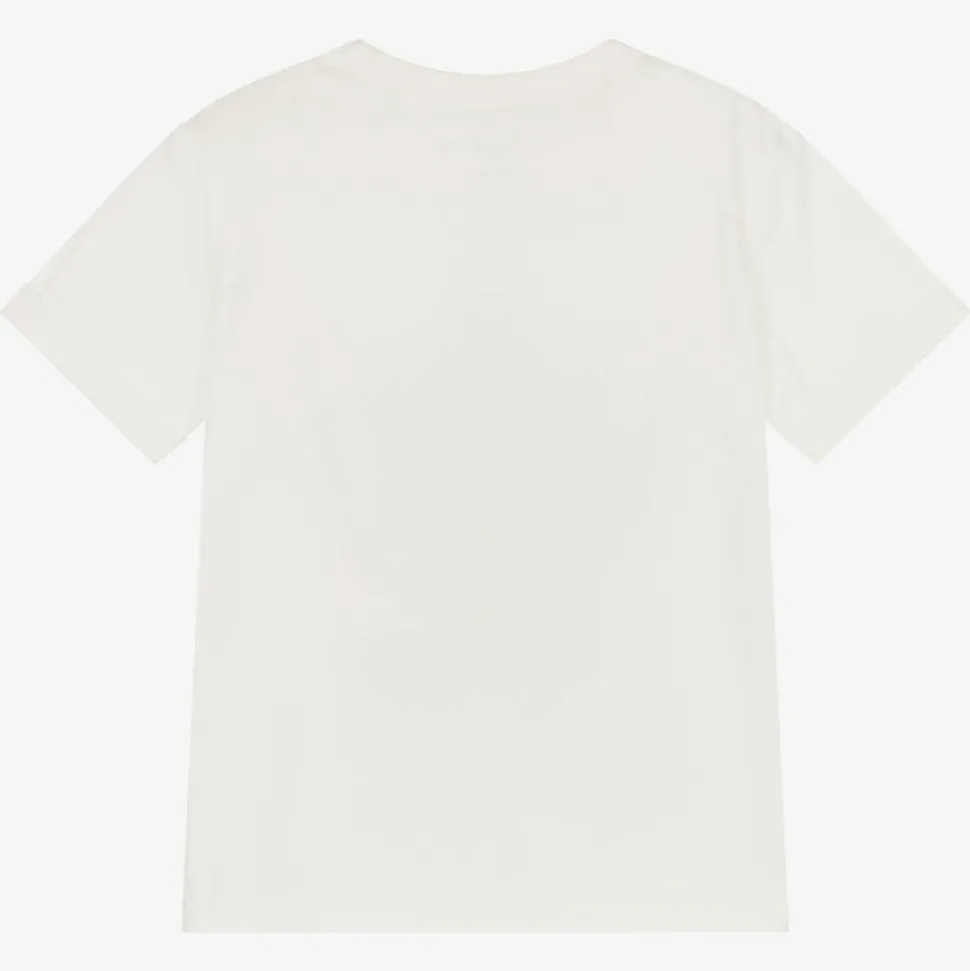 Girls Ivory Cotton Star Fringe T-Shirt