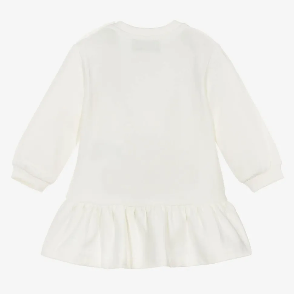 Girls Ivory Cotton Sweatshirt Dress