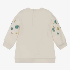 Girls Ivory Cotton Sweatshirt Dress