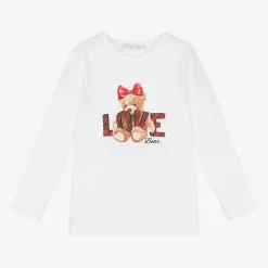 Girls Ivory Cotton Teddy Top