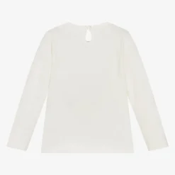 Girls Ivory Cotton Trainer Print Top