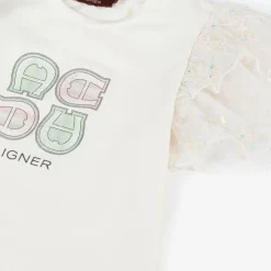 Girls Ivory Cotton T-Shirt