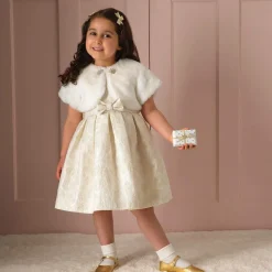 Girls Ivory Faux Fur Bolero Jacket