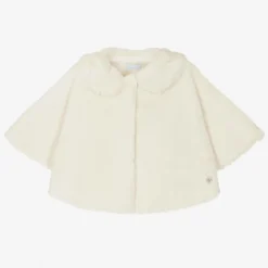 Girls Ivory Faux Fur Cape