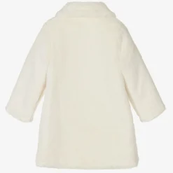 Girls Ivory Faux Fur Coat
