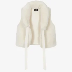 Girls Ivory Faux Fur Gilet