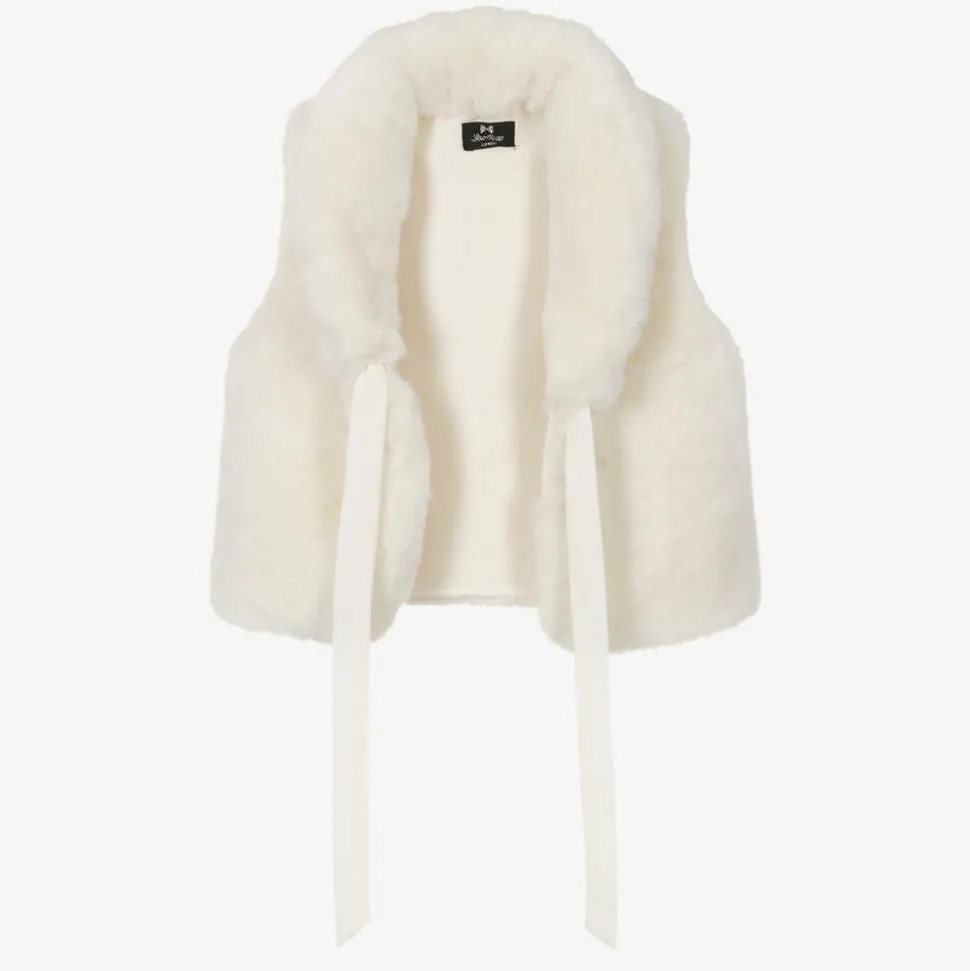 Girls Ivory Faux Fur Gilet