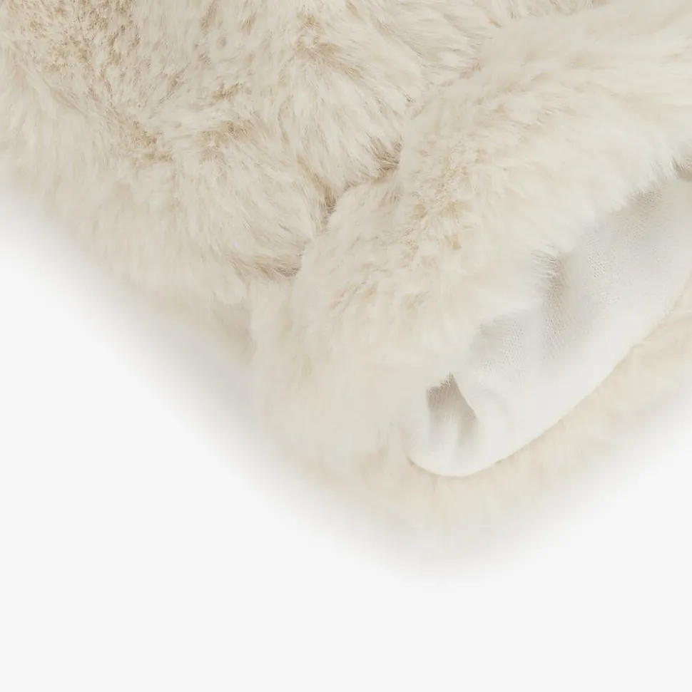 Girls Ivory Faux Fur Mittens