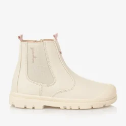 Girls Ivory Faux Leather Chelsea Boots