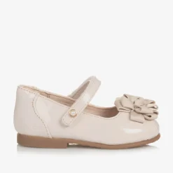 Girls Ivory Faux Patent Leather Shoes