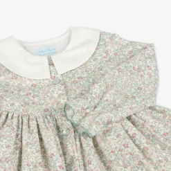 Girls Ivory Floral Print Cotton Dress