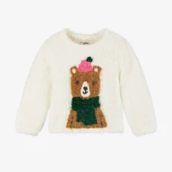 Girls Ivory Fluffy Knit Jumper