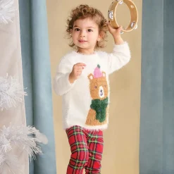 Girls Ivory Fluffy Knit Jumper