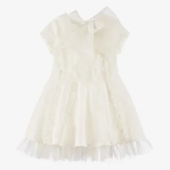 Girls Ivory Glittery Ruffle Dress