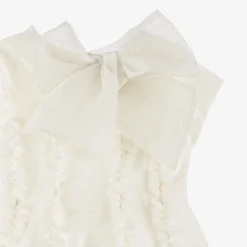 Girls Ivory Glittery Ruffle Dress