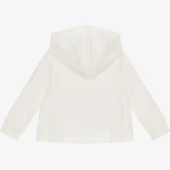 Girls Ivory Hooded Zip Up Top
