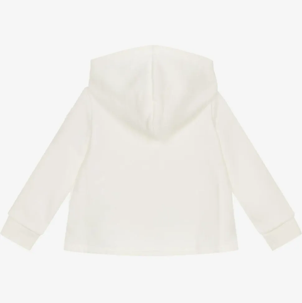 Girls Ivory Hooded Zip Up Top