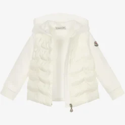 Girls Ivory Hooded Zip Up Top