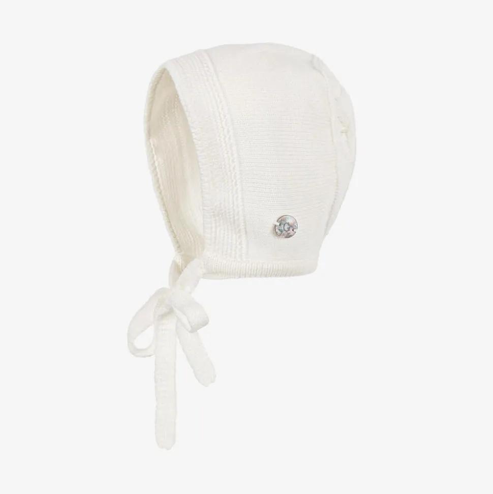 Girls Ivory Knitted Babysuit & Hat Set