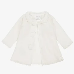Girls Ivory Knitted Pram Coat & Hat Set