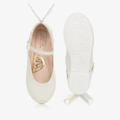 Girls Ivory Leather Shoes