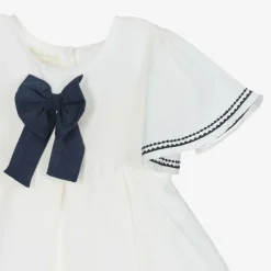 Girls Ivory Linen & Cotton Dress