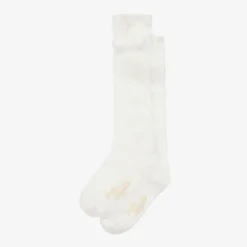Girls Ivory Pom-Pom Cotton Socks