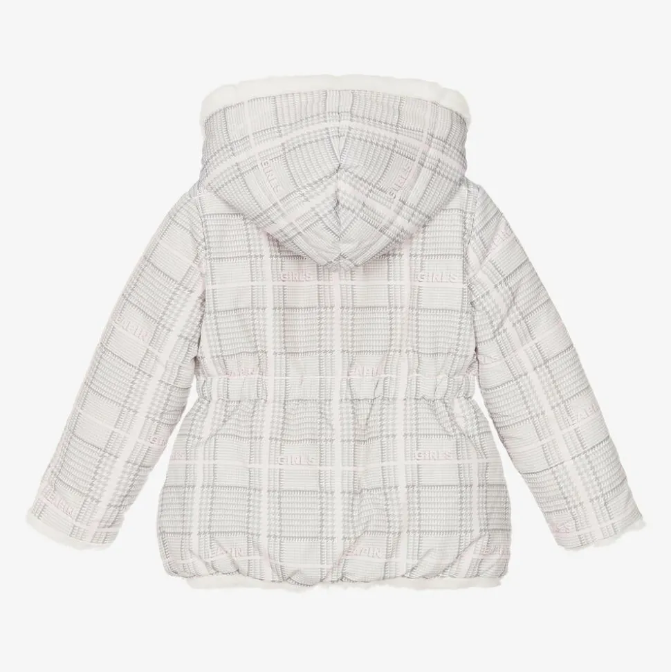 Girls Ivory Reversible Faux Fur Jacket