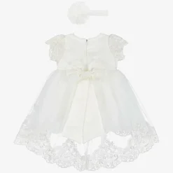 Girls Ivory Satin & Tulle Dress Set