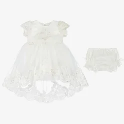 Girls Ivory Satin & Tulle Dress Set