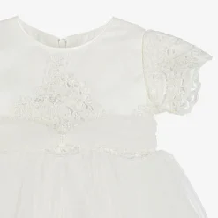Girls Ivory Satin & Tulle Dress Set