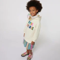 Girls Ivory Sequin Hooded Dress