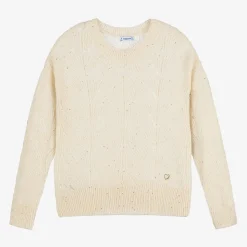 Girls Ivory Sparkle Knit Sweater