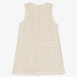 Girls Ivory Sparkly Tweed Dress
