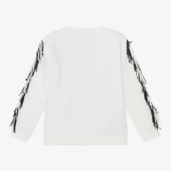 Girls Ivory Star Fringe Sweatshirt