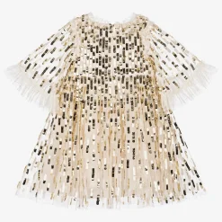 Girls Ivory Tulle & Sequin Dress