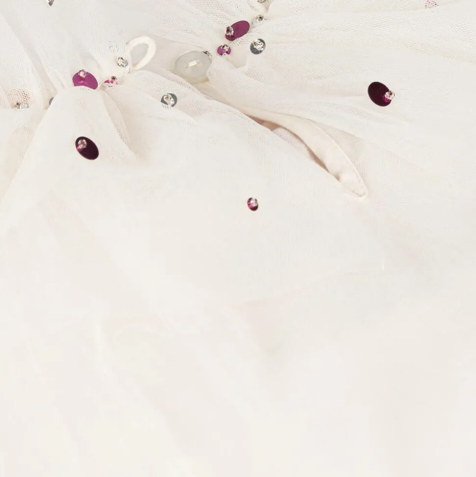 Girls Ivory Tulle Harlequin Top