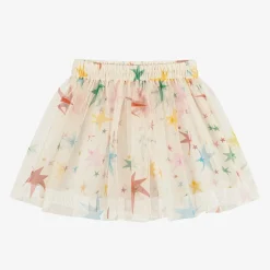Girls Ivory Tulle Star Print Skirt
