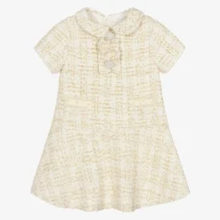 Girls Ivory Tweed Dress