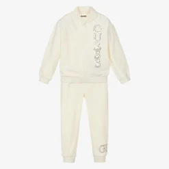 Girls Ivory Velour Tracksuit