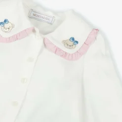 Girls Ivory Viscose Collared Blouse
