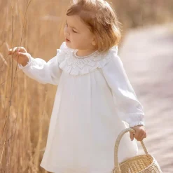 Girls Ivory Viscose Crêpe Dress