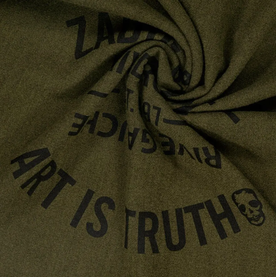 Girls Khaki Green Viscose Insignia Scarf (174cm)