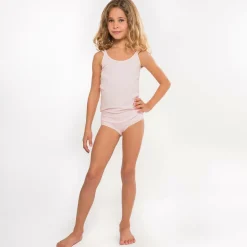 Girls Light Pink Cotton Jersey Vest