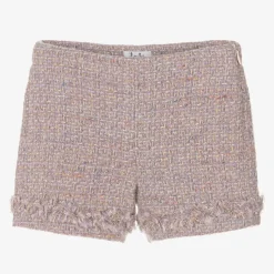 Girls Lilac Purple Wool Tweed Shorts