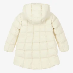 Girls Long Ivory Arina Puffer Parka Coat
